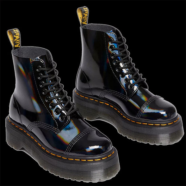 Dr Martens Black Rainbow Holographic Sinclair SKU number 30565001 Vixens and Angels