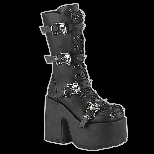 Demonia deals buckle boots