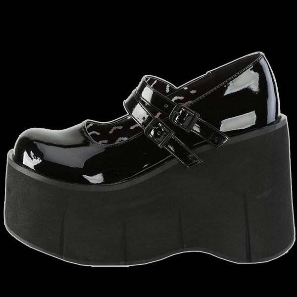 Demonia KERA Black Patent MJ Platform Wedge Shoe