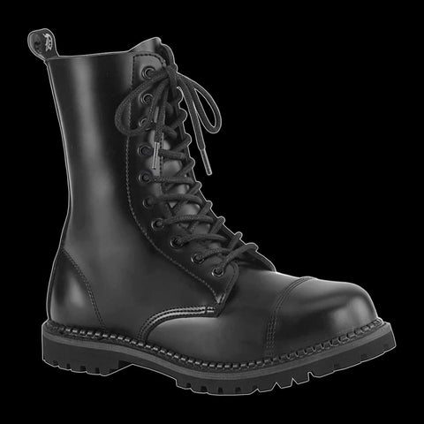 Demonia - Riot 10 Eyelet Black Steel-Toe Boot