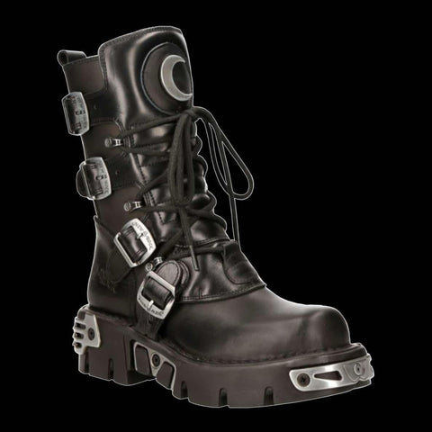 New Rock - Artemis 4 Buckle Black Moon Boot