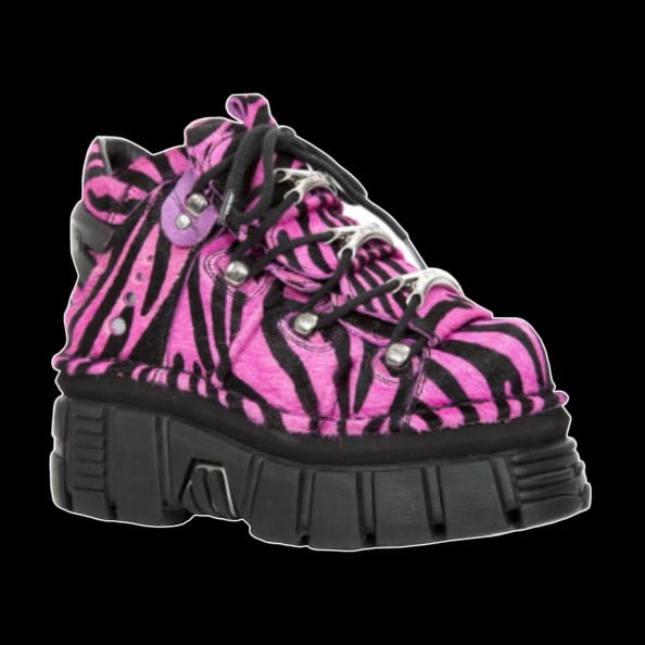 New Rock - Ramona Pink Zebra Platform Ankle Boots