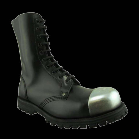 SteelGround - 10 Eyelet Black Exposed Steel Toe Boot