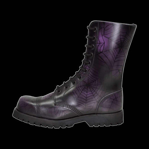 SteelGround - 10 Eyelet Purple Spiderweb Steel Toe Rub Off Boot