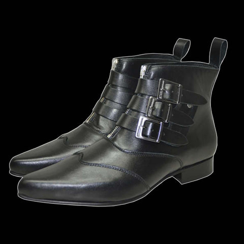 SteelGround - Denmark Black  Leather Point Toe boot