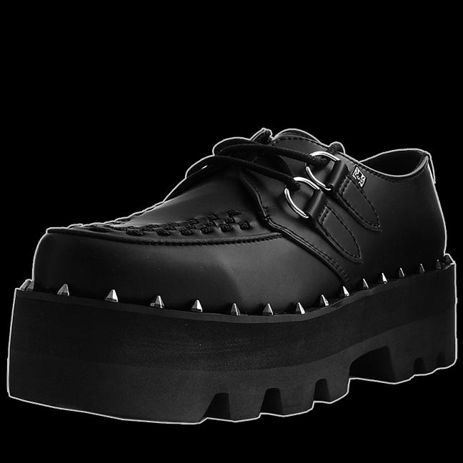 White Leather Trainer & Black Sole Creeper Sneakers – T.U.K.