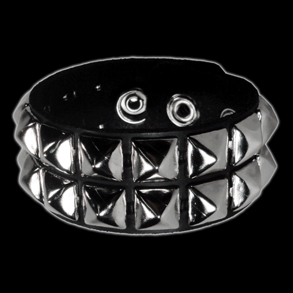 Funk Plus - 2 Row 1/2" Silver Pyramid Stud Bracelet